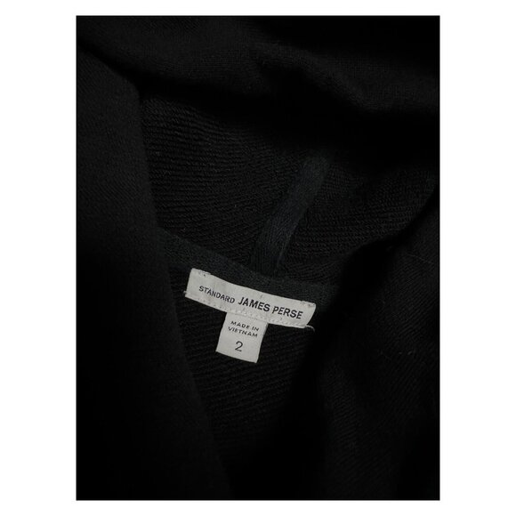 JAMES PERSE Luxury Designer Black Full Zip Hoodie Sweatshirt Womens Size 2 - Picture 3 of 6